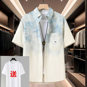 Áo Sơ Mi Nam Tay Ngắn Mùa Hè Cotton Nguyên Chất in Họa Tiết Phong Cách HongKong Thời Trang Áo Phông Thêu Thấm Hút Ẩm Thoáng Khí
