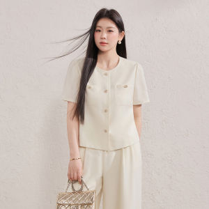 Plus Size Elegant Short Sleeve Top High Waist Wide Leg Pants Set