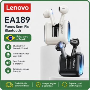 Lenovo | Lenovo EA189 Wireless Earbuds Bluetooth 5.4 TWS Headphones Noise Cancelling Stereo Bass Sweatproof Sports Earphones Charging