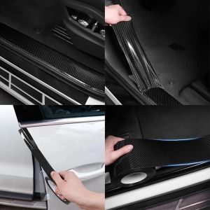 5D Carbon Fiber Vinyl Tape Car Door Sill Scuff Plate Cover Universal Chrome Black Dry Carbon Fiber Tape