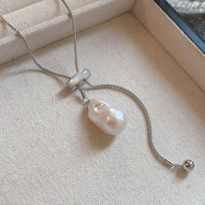 YISHU | Irregular Baroque Pearl Pendant Necklace Stylish For Long Sweater