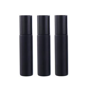 Matte Black Glass Essential Oil Rollerball Bottle Skincare Fragrance Splitter Bottle Smooth Texture Beauty Tool from China