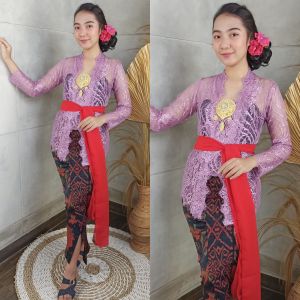 SIXMO Setelan kebaya bali modern Semi France Metallic Merrida dan Rok Stretch panjang batik kebaya wisuda pengantin