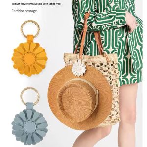 Portable PU Leather Magnetic Sun Hat Clip Travel Outdoor Sun Protection Vegetable Magnet Hat Clip Organizer for Easy Storage