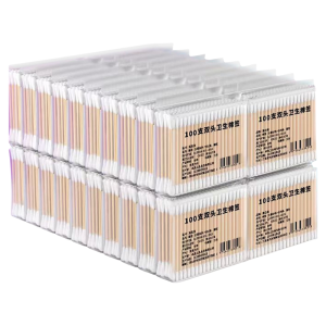 IMLUCKY | Disposable Double-Headed Cotton Swabs Ear Cleaning Makeup Remover Non-Shedding Wooden Stick Cotton Buds For Home Use