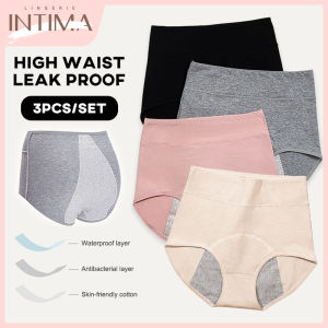INTIMA 3PCS Plus Size Leak Proof Menstrual Panties Women High Waist Period Underwear Physiological Briefs