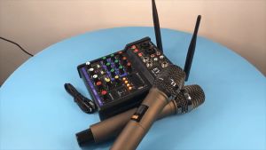 COD TKL Audio Console Karaoke DJ KTV Mixer 4 Channel with 2 Microphone  TKR2 / mikropon wireless imam kabel 5 meter terbaik suarah jernih buat yutuber live tiktok bluetooth buat vokal beteray / mikropon beludru bmb gmc charger pakai cas advance  satu set