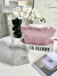 Creative Plush Tissue Box Holder for Living Room Desktop High End Luxury Cute Drawstring Storage Organizer Korean Style Home Decor