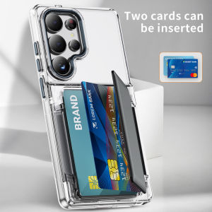 Luxury Card Holder Phone Case For Samsung S26 Ultra S25 Ultra S23 S24 Transparent For Samsung S22 S26 Plus S24 Plus Cover Funda