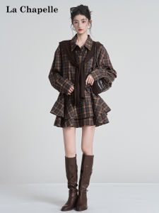 La Chapelle | Polo Neck Waist-defining Shirt Dress Three-piece Set