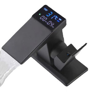 Luxury High Tech Digital Display Faucet ℉℃ Bathroom Basin Temperature Sensor Faucet Kitchen Sink Mixer Tap Vanity Waterfall Tap