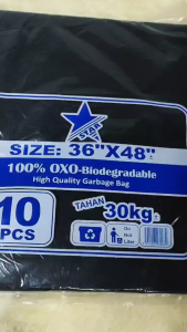 Plastic Bag 36” x 48” 100% OXO Biodegradable/ Plastik hitam / Plastik Sampah/ Garbage Bag High Quality ( 10 pcs per pack )