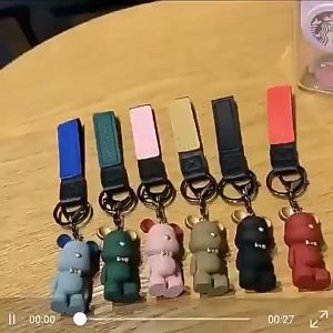 【B227 READY STOCK】Violent Bear Cartoon Key Chain Cute Bear Keychain Colorful Bear Bag Pendant Car Key Rope