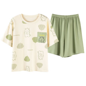 Bộ đồ ngủ nữ MiiOW bằng cotton có đệm ngực quần short thoải mái - mùa hè 2025