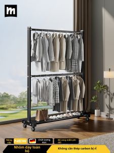 MINGZHI | Double Layer Indoor Outdoor Clothes Rack Mobile Storage