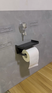 Pelise Toilet Paper Holder with Shelf Toilet Tissue Paper Holder Wall Mounted Toilet Crochet Roll Mobile Phone Holder Bathroom Plastic Tissue Storage Holder