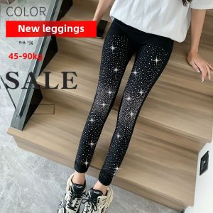 New plus Size Modal Womens Yoga Pants Black Slimming Sequin High Waist Butt Lifting Long Trousers Outerwear Fashionable