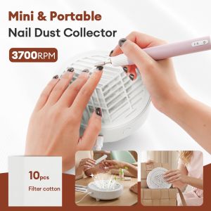 Foreverlily | 3700RPM Mini Nail Dust Extractor Portable Nail Dust Collector Fan Nail Art Manicure Nail Vacuum Cleaner Fan With Filter Cotton