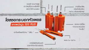 โฮลซอว์เจาะปูน ก้าน 4 (สูง 102 mm) โฮลซอ โฮลซอว์ เจาะคอนกรีต เจาะปูน ดอกเจาะปูน กระบอกเพชร กระบอกเจาะ (SDS Plus ZI-TEC / PUMPKIN)