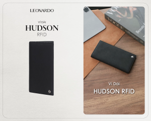 Leonardo Ví Dài Nam Hudson Da Microfiber Phối Da Lộn Cao Cấp Tích Hợp Chống Trộm Thẻ RFID Bảo Mật