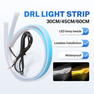 2Pcs Car Headlights LED Light Strip 30-60cm 2 Mode Lighting Adhesive Car Turn Signal Strip Stylish & Cool Car Signal Light Strip Modifications Jalur Lampu LED Kereta