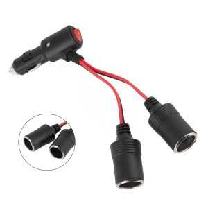 Car Cigarette Lighter Splitter Adapter 12V/24V 1 Male to 2 Female Sockets with On/Off Switch Y Splitter Car Accessories