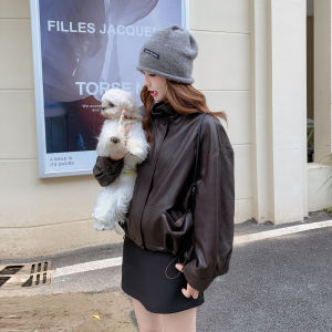 Black Fashionable Sweet Cool Style Leather Jacket Womens 2025 Autumn New High-End PU Leather Coat Zipper Sleeve Design Short Model