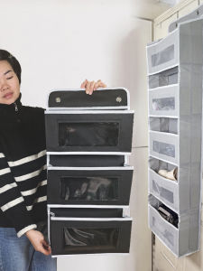 กระเป๋าติดประตูตู้เสื้อผ้าผ้าฝ้ายขนาดใหญ่ กระเป๋าเก็บของแบบแขวนสำหรับห้องนอน วัสดุไนลอน ไม่ต้องรีด วัสดุอื่นๆ