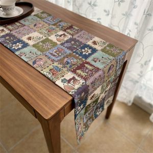 American Country Vintage Table Runner Oil Painting Atmosphere Coffee Table Cabinet Bench Decorative Cover Towel Dining Side Chest of Drawers Flag