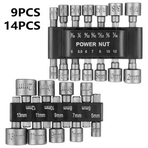 9 Pieces/14 Pieces Strong Socket Hex Wrench Hexagonal Handle Screwdriver Socket Extension Rod Pneumatic Screwdriver Insert