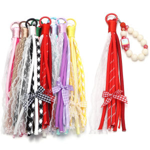 2pcs/lot Lace Braided Lanyard Rope Colorful Bows Flower Design Keychain Cords For DIY Pendant Phone Chains Keychains Accessories