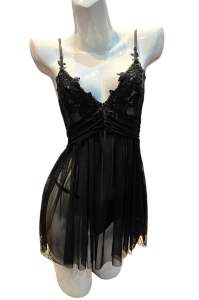 Váy ngủ D222 ren lưới xuyên thấu cột dây siết eo gợi cảm - dưới 60kg