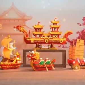 ⚠️现货⚠️【LEGOMANIA】国潮微颗粒积木拼装玩具小摆件积木兼容乐高新年发财秘籍青龙合十坐禅金龙福袋粉红龙龙舟帆船红头船 CNY Chinese Style Dragon Boat Building Block Toy Gift CNY Gaya Cina Perahu Naga Lego Blok Bangunan Hadiah Haji Jadi