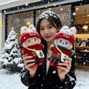 Doll Clothes For 15-17CM Labubu Clothing Merry Christmas Hat  Mini Plush Doll Accessory New Year Dress Gift