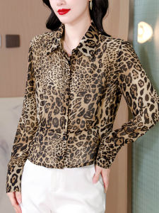 เสื้อเชิ้ตแขนยาวลายเสือดาวแฟชั่น ทรงสั้น สำหรับผู้หญิง ฤดูใบไม้ร่วง ใหม่ สง่างาม เสื้อคลุมกันหนาวสั้น ใส่สบาย ดีไซน์เก๋ไก๋ สำหรับคุณแม่