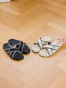 YOTO Womens Korean Flat Sandals Woven For Summer Leather Comfort Couple Slides Outdoor Slippers