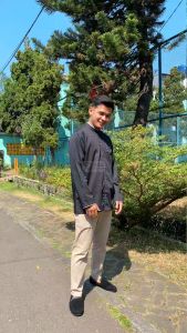 Baju Koko Katun Toyobo Polos Lengan Panjang Ukuran M L XL - Putih & Hitam