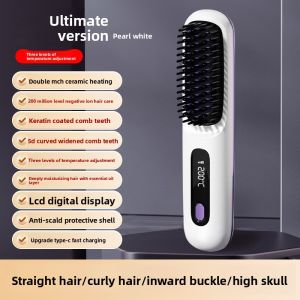 JIFANPAUL | Wireless Straightening & Curling Comb with Negative Ions for Hair Protection