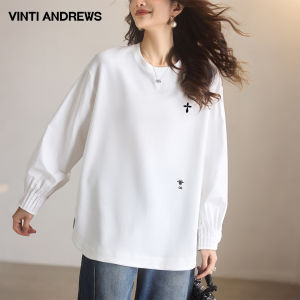 Casual Loose White Long Sleeve T Shirt Top