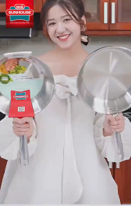 Chảo Inox 304 đa lớp SUNHOUSE IN16M6 - IN28M6 dùng mọi loại bếp - Hàng chính hãng