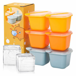 Individual Ice Cube Mold with Lid and Reusable Popsicle Stick Large Ice Cube for Fruit Drinks and Cocktails