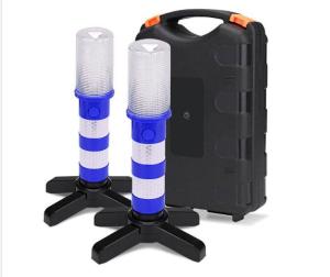 2pcs Warning Light Magnetic Flashlight Emergency Roadside Flares Telescopic Baton Beacon Safety Strobe Light Signal Alert Lamps