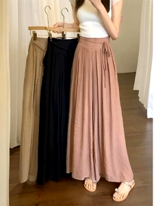 SelfLoveBuying Womens High-Waist Straight-Leg Drape Casual Skirt Pants Wide Leg Trousers 99080