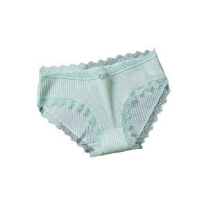 1PC Quần Lót Cotton Cạp Thấp Màu Xanh Lá Cây Cho Nữ Thoải Mái Thoáng Khí Màu Trơn Có Họa Tiết Ren.
