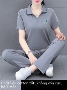 Bộ Đồ Thể Thao Mùa Hè Tucano Dành Cho Phụ Nữ Trung Niên Bộ Đồ Hai Mảnh Thường Ngày Bằng Vải Cotton Có Tay Áo Ngắn Cổ Bẻ