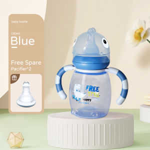 150มล./270มล. ขวดนม/ถ้วยน้ำขวดนมรูปร่างไดโนเสาร์การ์ตูนน่ารักเส้นผ่าศูนย์กลางใหญ่พร้อมฝาและที่จับขวดนม150มล./270มล. ขวดนม0-36เดือน