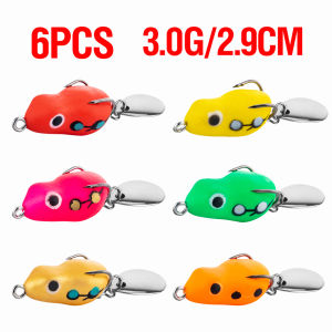 AKAKUMA | 6Pcs Floating Jump Frog Fishing Lures Soft Frog 2.9cm/3g Topwater Casting Bait 3D Eyes Sequin Swimbait for Snakehead Trout Bass