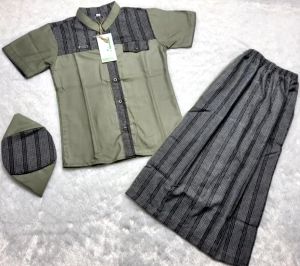 Baju Koko Sarcel Abudzar Setelan Sarung Celana Anak Laki-Laki Lengan Pendek 1 - 12 Tahun