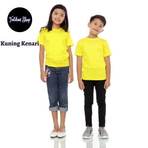Kaos Polos Anak Oneck Lengan Pendek Bahan Katun Combed 30s Warna Kuning Kenari