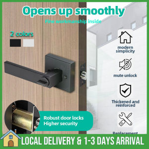 Door Lock Handle Door Lock Set Square Lever Cylindrical Pintu Rumah Tubular Door Knob Set Aluminium Alloy Safety Universal 35-45MM DOOR THICKNESS 室内门机械锁